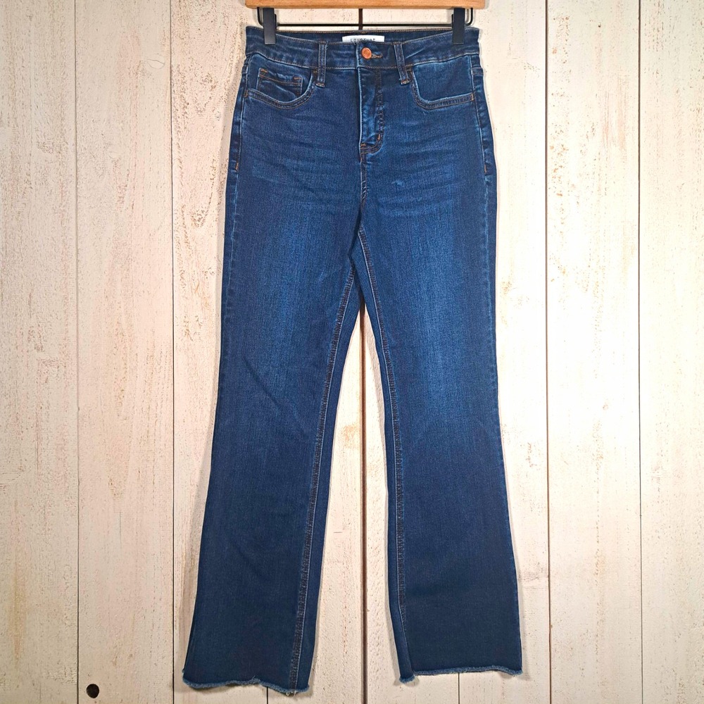 Lovervet Mod Revival Capsule Wardrobe Raw Hem Crop Bootcut Jeans High Rise 27/5